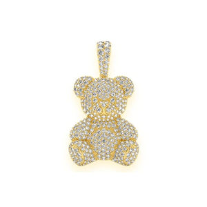 Collar de Moissanita con Colgantes de Oso Teddy Personalizados y Adorables, Joyería Hip Hop de Oro Sólido de 10K, de Moda, de SHRAMAN JEWELS, para Fiesta - Product Image 1