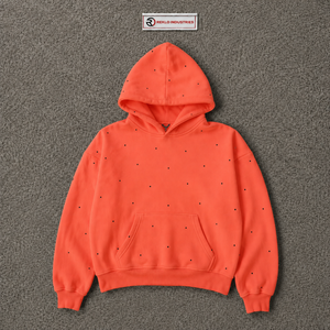 เสื้อฮู้ดซิปเต็มตัวสีแดงคอรัลสำหรับผู้ชาย พรีเมียม โอเวอร์ไซส์ สตรีทแวร์ ลายจุดเล็กๆ ผ้าฟลีซ เสื้อแจ็คเก็ตมีฮู้ดลำลอง แฟชั่นฤดูหนาว เสื้อสเวตเชิ้ต - Product Image 5
