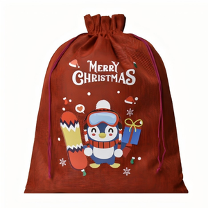 Sacs cadeaux personnalisés en jute écologiques avec cordon de serrage pour Noël, pochettes rustiques pour bonbons, ensemble pour fêtes de fin d'année - Product Image 4
