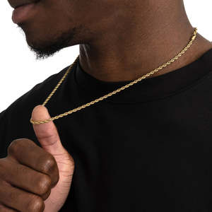 3MM Gold <b>Rope</b> <b>Chain</b> Necklace 925 Sterling Silver 18K Gold Plated Twisted <b>Rope</b> <b>Chain</b> For Men Women - Product Image 4