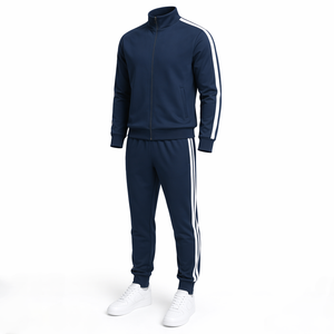 Ensemble de survêtement pour homme avec logo personnalisé, en molleton de coton épais, uni, style streetwear, 2 pièces. - Product Image 2