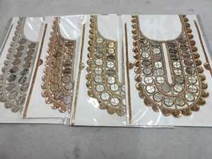 Patch de cou en toile personnalisé, motif triangle et fleur, broderie à la main, fil Dabka et sequins, à coudre sur tissu pour vêtements, chapeaux et cadeaux - Product Image 4