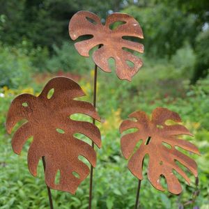 Rustic Metal Garden Stake With Cupped Sphere Design Outdoor Decor Modern Style Galvanized Steel Sculpture - Product Image 2