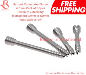 Vis canulées manuelles BISONS Herbert 4,0 mm en titane, implant vétérinaire certifié CE, kit orthopédique 3260 mm, 60 pièces - Product Image 3