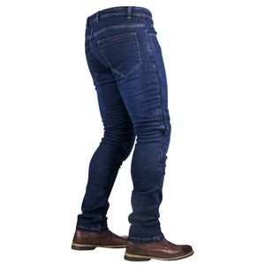 Jean en denim aramide délavé style moto, coupe ajustée, avec protection Kevlar, pour homme - Product Image 4