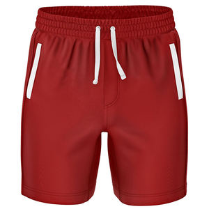 Pantalones Cortos Deportivos Casuales para Hombre, Rojos, de Secado Rápido, con Cordón Ajustable y Franja Lateral, Cintura Media, Tejido de Poliéster - Product Image 4