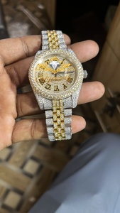 Two Tone Iced <b>Mechanical</b> <b>Watch</b> Crystal Dial Bracelet Wristwatch Gold and Silver Link Band for Gift Styling moissanite <b>watch</b> for - Product Image 5