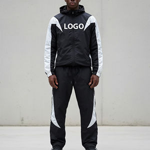 Conjunto Deportivo de Pantalones y Chaqueta Holgada de Poliéster/Nylon OEM, con Logotipo Personalizado, Diseño Bicolor, Estampado de Verano, Estilo Urbano - Product Image 1