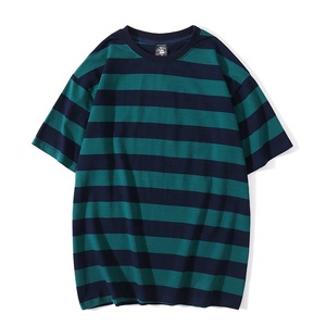 Camiseta de Manga Corta a Rayas Extra Grande para Hombre, Cuello Redondo, Tejida, Casual, con Estampado Azul y Marino - Product Image 5