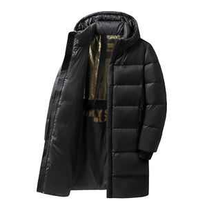 Chaqueta de Plumón Negra Impermeable con Capucha para Hombre, Nueva Colección de Otoño, Cálida, Gruesa, Larga, Rellena de Algodón, Servicio OEM, Diseño de Dibujos Animados, Casual, Resistente al Viento - Product Image 2