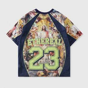 Camiseta Deportiva Personalizada de Malla Sublimada para Hombre, Cuello en V, Estilo Retro, Estampado Gráfico, Streetwear, Venta al Por Mayor OEM - Product Image 2