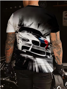 T-shirt à manches courtes pour homme, imprimé voiture, col rond, coupe ajustée, vêtement décontracté, tissu tricoté respirant, design imprimé photo - Product Image 4