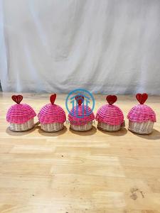 Custom Eid Mubarak Rattan Cupcake Basket Cute <b>Kids</b> Ramadan Ramadan Gergean Candy and Cupcake Basket Handwoven Rattan OEM ODM - Product Image 3
