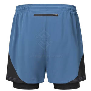Quick Dry Breathable Eco-Friendly Solid Casual <b>Mid</b> Waist Men Double <b>Layer</b> Shorts High Quality - Product Image 2