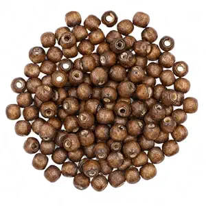 Perles en bois de pin naturel rondes de 8 mm, écologiques, multicolores, sans plomb, FAIZA CRAFT, provenant de l'Uttar Pradesh - Product Image 6