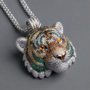Luxury Tiger <b>Head</b> Moissanite Hip Hop Pendant 10K 14K Gold Silver Iced Out Bling Rapper <b>Style</b> Statement Necklace for Men - Product Image 3