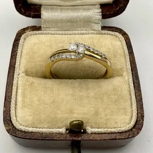 Cut Real Moissanite Twist Design Vintage Engagement <b>Ring</b> Sterling <b>Silver</b> 14K Yellow Gold Plated Women Wedding <b>Ring</b> TISHYA - Product Image 3