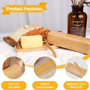 Wooden Butter Dish With Wooden Knife For Cafes Bakery Shop Kitchen And Dining Table Use Stylish Butter <b>Storage</b> From India - Product Image 2