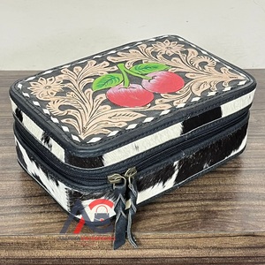 2026 Premium Cherry Design Hand <b>Tooled</b> <b>Leather</b> Jewelry Cases Real Genuine Cowhide <b>Leather</b> Jewellery Gift Package for Women's - Product Image 1