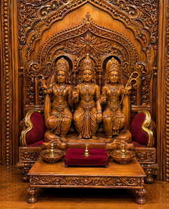 Traditional Vaishnav Haveli <b>Mandir</b> with Hand Carved Details Premium Devotional Haveli Shrine in Solid Teak Wood for Home Worship - Product Image 4