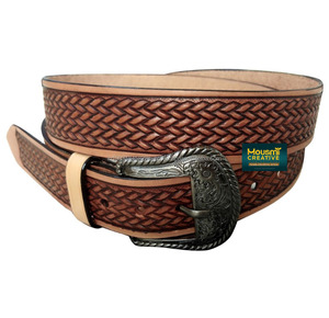 Unisex Custom Made Hand <b>Tooled</b> Genuine Argentina Cowhide <b>Leather</b> Belt Western Fashion Cowboy Engraved Hand-Painted Customizable - Product Image 3
