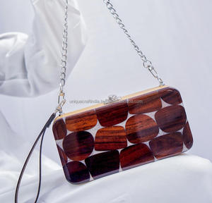 Bolsos de señora de lujo hechos a mano de calidad superior colección embrague de resina epoxi de madera diseño de fusión artística al por mayor - Product Image 1