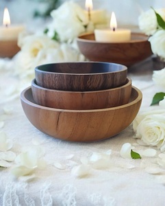 Tazón para Servir Ensaladas de Madera de Acacia Hecho a Mano, con Grano Único, Ecológico, Duradero, 1 kg, Estilo Americano - Product Image 4