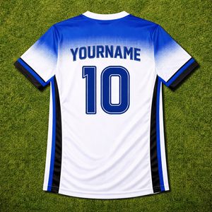 Fabricant de maillots de football personnalisés OEM, personnalisable, séchage rapide, respirant, tissu 100% polyester, sublimation du nom et du numéro du joueur - Product Image 2