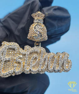 Colgante de Moissanita Iced Out con Diseño de Bolsa de Dinero, Colgante de Diamantes Estilo Hip Hop, Collar de Joyería de Lujo Chapado en Oro Personalizado para Hombre - Product Image 3