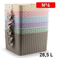 Cesta de Almacenamiento Apilable de Plástico Colorida CESTA RATTAN N6 28.6L