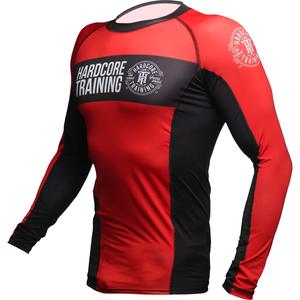 Haut de compression à manches longues pour homme, entraînement hardcore, rouge et noir, séchage rapide, pour le MMA - Product Image 3