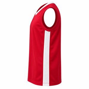 Camiseta Deportiva Personalizada de Baloncesto Roja sin Mangas con Cuello en V, Uniforme de Equipo Transpirable de Malla - Product Image 2