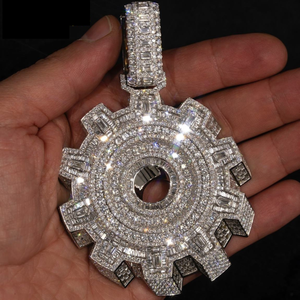 Factory Custom Logo Pendant <b>Chain</b> 925 Sterling Silver VVS Moissanite Diamonds Luxury Jewelry Pendant Necklace <b>Rapper</b> Pendant - Product Image 2