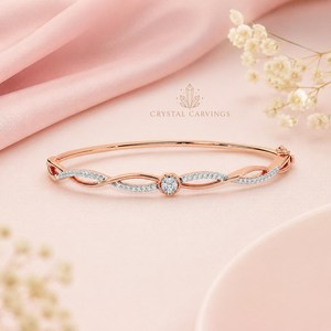 Elegant CZ <b>Bangle</b> Bracelet 925 Sterling Silver Rose <b>Gold</b> Plated Infinity Twist Hinged <b>Bangle</b> Custom Wholesale Jewelry - Product Image 1