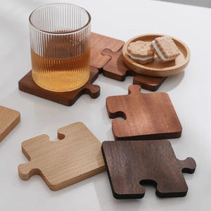 Sous-verre élégant en bois pour la décoration de la table de petit-déjeuner à la maison, tapis pour tasses à thé et café avec logo personnalisé élégant - Product Image 5