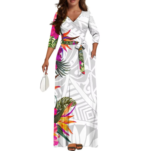 Vestido Maxi con Cuello en V, Diseño Polinesio Personalizado, Elegante y Moderno, Impresión Bajo Demanda, Estilo Casual Tribal Samoano, Último Diseño 2026 - Product Image 2