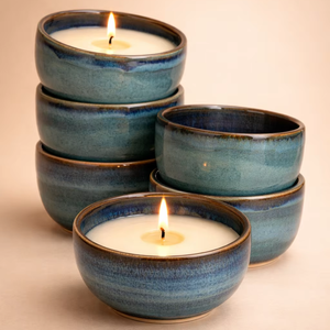Ocean Stack Ceramic Candle Vessel Set Deep Bowls Thick Durable Heat Resistant Smooth Glaze Single Wick Luxury Home Decor - Product Image 1
