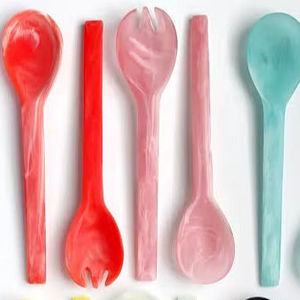 Luxury Resin Salad <b>Server</b> Serving Set Handmade Swirl Design Dishwasher Safe Customizable Kitchen Tools for Stylish <b>Buffet</b> Hotel - Product Image 1