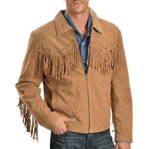 Handmade Genuine <b>Leather</b> Motorcycle <b>Jacket</b> Vintage Western Cowboy Style Breathable Turn-down Collar Zipper Closure - Product Image 4