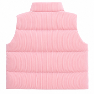 Chaleco acolchado personalizado de la hermandad Gamma Phi Delta con logotipo bordado en la parte delantera, color rosa y azul claro, sin mangas, para mujer. - Product Image 3