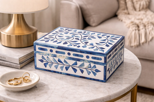 Caja de Joyería de Lujo Hecha a Mano con Incrustaciones de Hueso Rectangular y Cuadrada, Diseño Único, Cierre Magnético de Alta Calidad, Almacenamiento Decorativo - Product Image 3