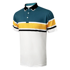 Camiseta de golf de secado rápido personalizada para hombre Polo de LICRA de poliéster con logotipo bordado de patrón de impresión de manga corta - Product Image 1