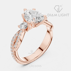 Bague de fiançailles en diamant de laboratoire taille poire 1,40 carat en or blanc 14 carats, certifiée IGI, couleur F+, clarté VS+, avec pavé - Product Image 4