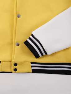 เสื้อแจ็คเก็ตวาร์ซิตี้สีเหลืองสำหรับผู้ชาย แขนเสื้อสีขาว ทรงปกติ คอปกพับได้ ปิดด้วยซิป สวมใส่สบายๆ ในฤดูใบไม้ร่วง - Product Image 3
