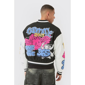 Chaqueta de Béisbol de Invierno con Estampado Personalizado, Chaqueta Universitaria con Logo Frontal, Chaqueta Varsity, Ropa Urbana a Prueba de Viento - Product Image 1