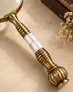 Vintage Brass Handheld <b>Magnifying</b> <b>Glass</b> with 4 Inch Lens and Elegant Ivory Inlay Handle Antique Style 10 Inch Reading <b>Magnifier</b> - Product Image 3