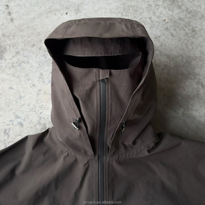 <b>Men's</b> Hooded Windproof <b>Jacket</b> Regular Fit Solid Color Zipper Front Casual Outerwear Autumn Wear - Product Image 3