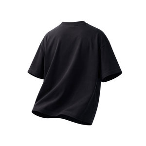 เสื้อยืดโอเวอร์ไซส์สีดำเนื้อเจอร์ซีย์คุณภาพสูง หนักแน่น 100% ผ้าฝ้าย ทรงหลวม ไหล่ตก แขนสั้น สไตล์สตรีทแวร์ กันยับ สำหรับผู้ชาย - Product Image 3
