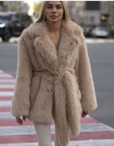 เสื้อโค้ทขนสัตว์เทียมสำหรับผู้หญิง Nesta Sports พร้อมเข็มขัด ลายเสือดาวและเสือชีตาห์ แขนยาว ไซส์ใหญ่ กันลม อุ่นสบาย - Product Image 3