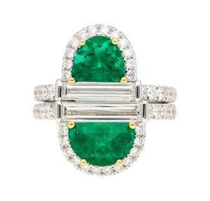 Anillo de cóctel con corte esmeralda para mujer, chapado en oro de 10K, engaste pavé, piedra preciosa natural, estilo glamuroso, anillo de compromiso, piedra de nacimiento de mayo - Product Image 1
